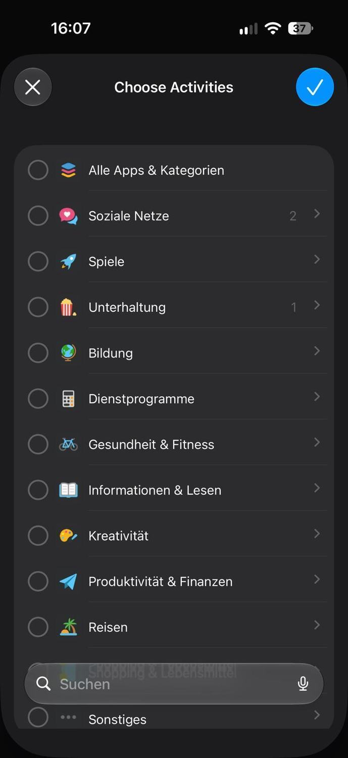Apps auswählen